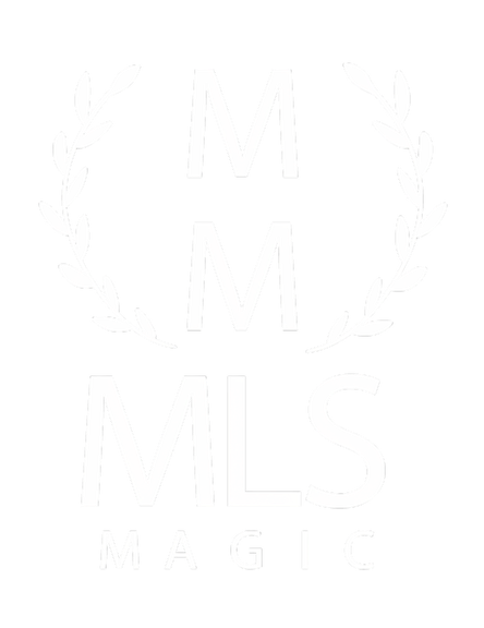 MLS Magic Logo Lite Var. MLS Magic Logo - Stacked lettering with laurel wreath branding wrapping around the letters.